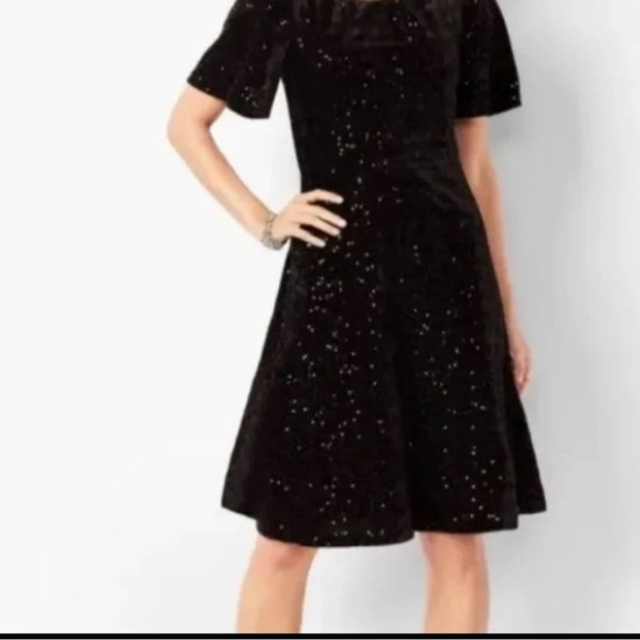 RSVP by Talbots 6 NWOT Black Velvet Sequin Social Dress Party Cocktail Dinner - Picture 3 of 6